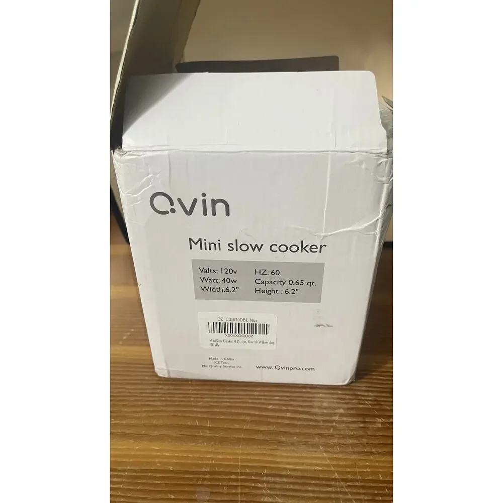 Qvin C.Vin 0.65 Qt Mini Slow Cooker Blue Fondue Pot Food Warmer